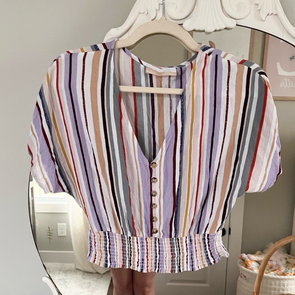 Cropped colorful striped top